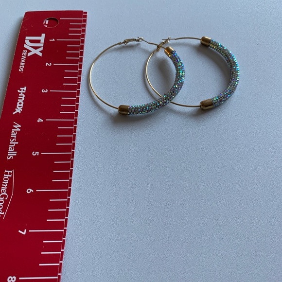 Very large rhinestone aurora borealis earrings - Picture 5 of 5